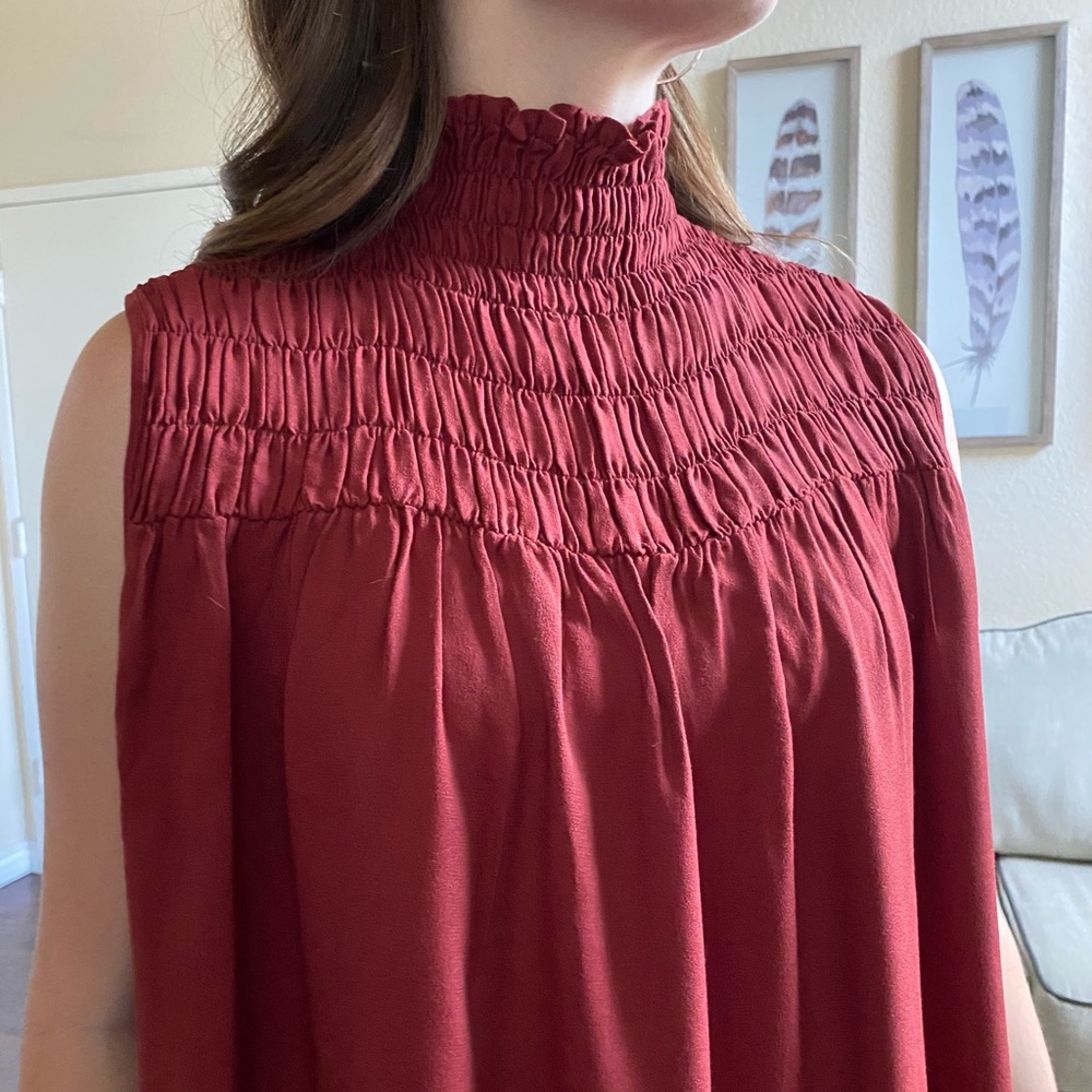 Frame - Burnt Henna High Neck Sleeveless Top